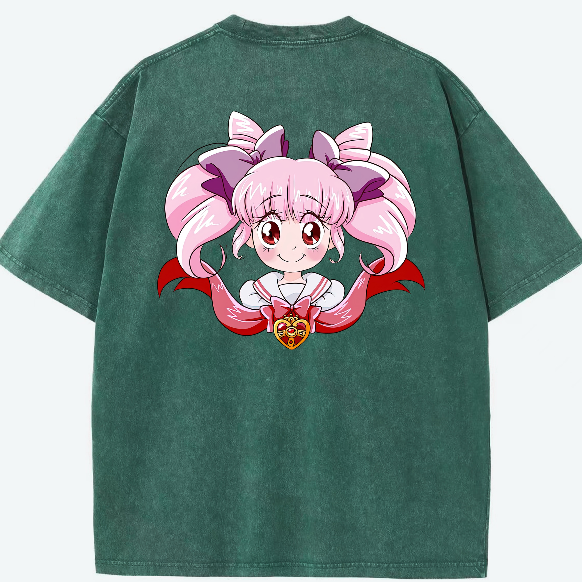 （画像用） 美少女戦士セーラームーン ちびうさ Sailor Moon Chibiusa Tsukino Usagi Small Lady Serenity 綿100% ヴィンテージ風 半袖Tシャツ（背面プリント）